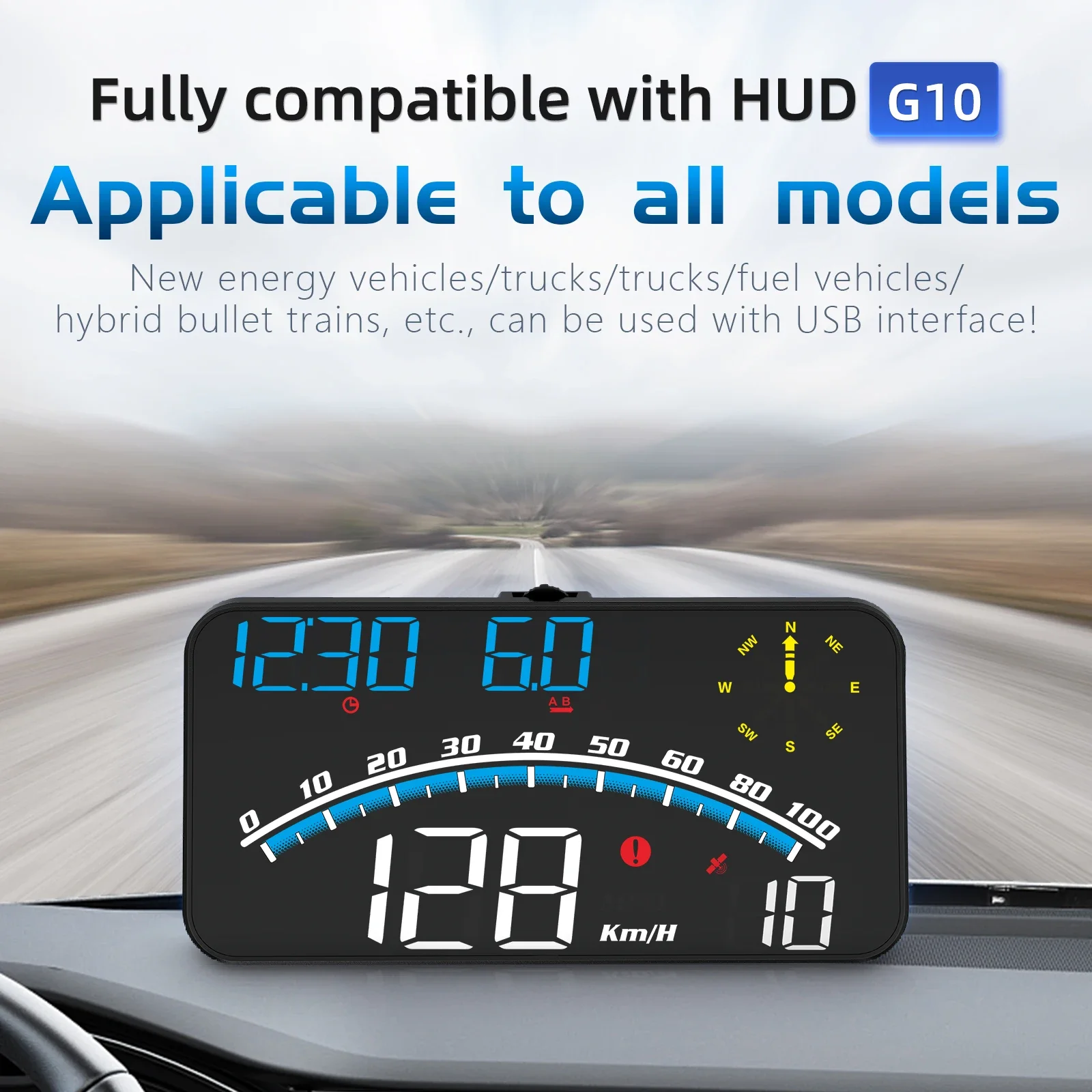 

2024 G10 GPS Speedometer Car Head Up Display with Travel Time Travel Distance Overspeed Fatigue Driving Alarm Auto Accessories