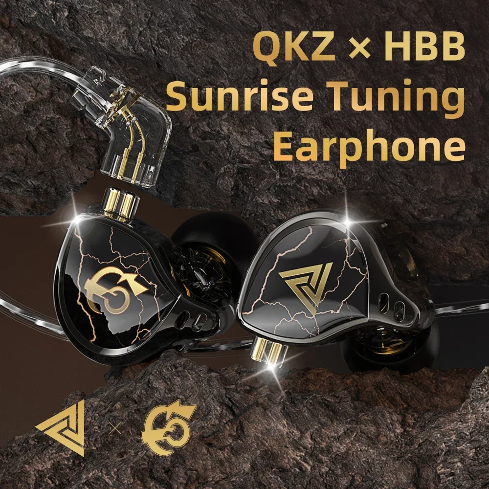 

QKZ X HBB Wired In Ear HIFI IEMs Earphones Monitors 10mm Titanium-Coated Diaphragm Dynamic Driver Bass Hi-Res Audio Headphones