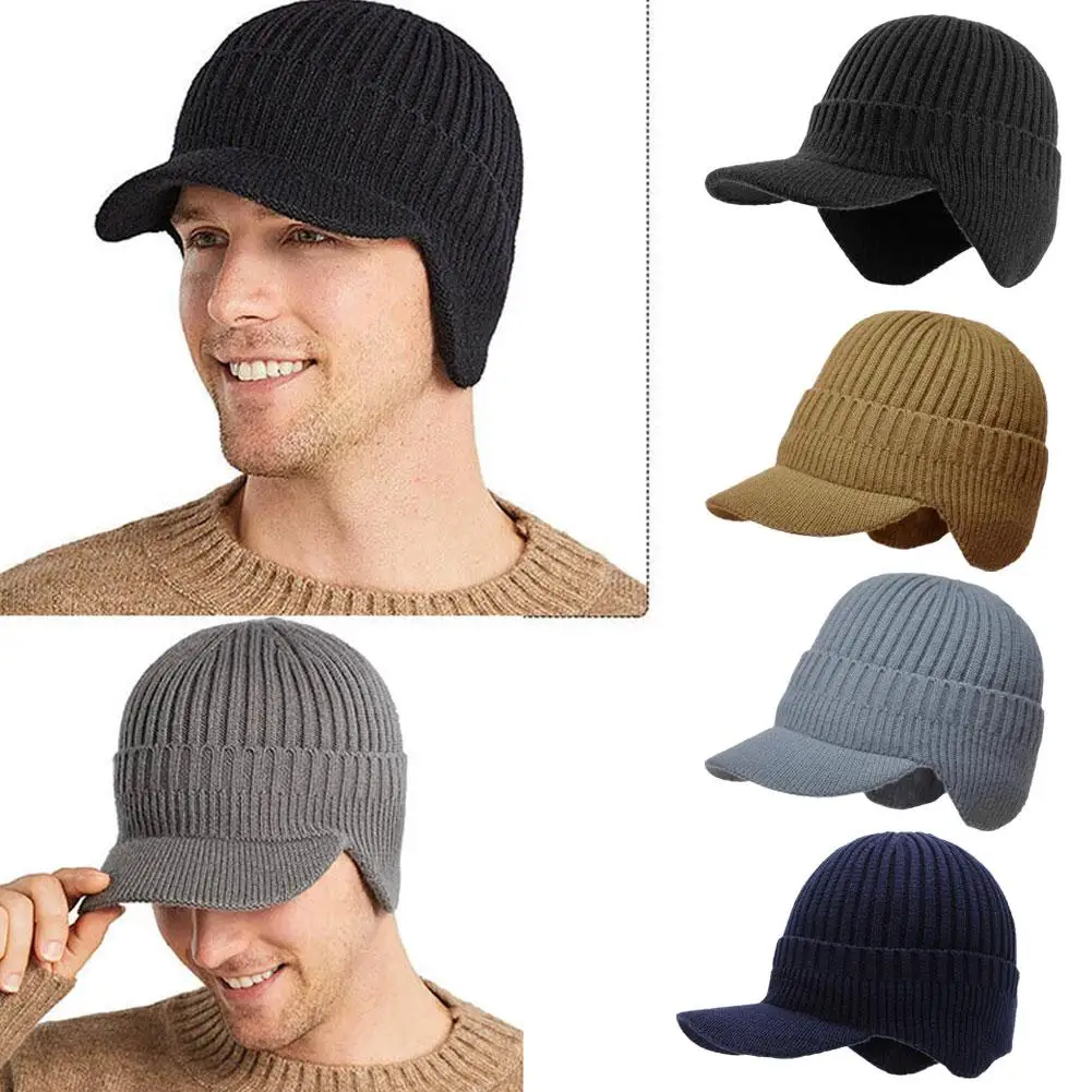 

Men Winter Hat Outdoor Ear Protection Warm Thick Bicycle Windproof Scarf Male Knitted Cap Visors Baseball Caps C7M9