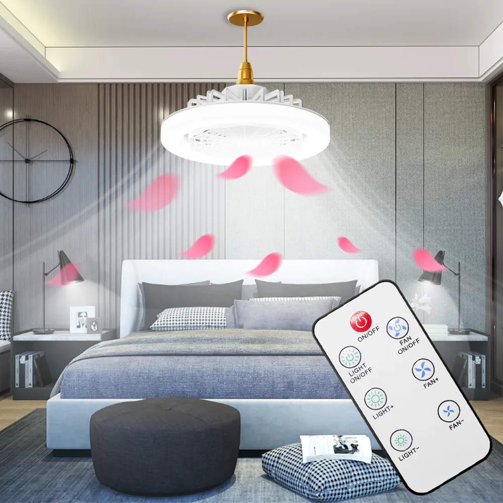 

E27 30W LED Ceiling Fans With Light Remote Control Dimmable Lamp Bulb Indoor Bedroom Chandelier With Cooling Fan 3 Modes 85-265V