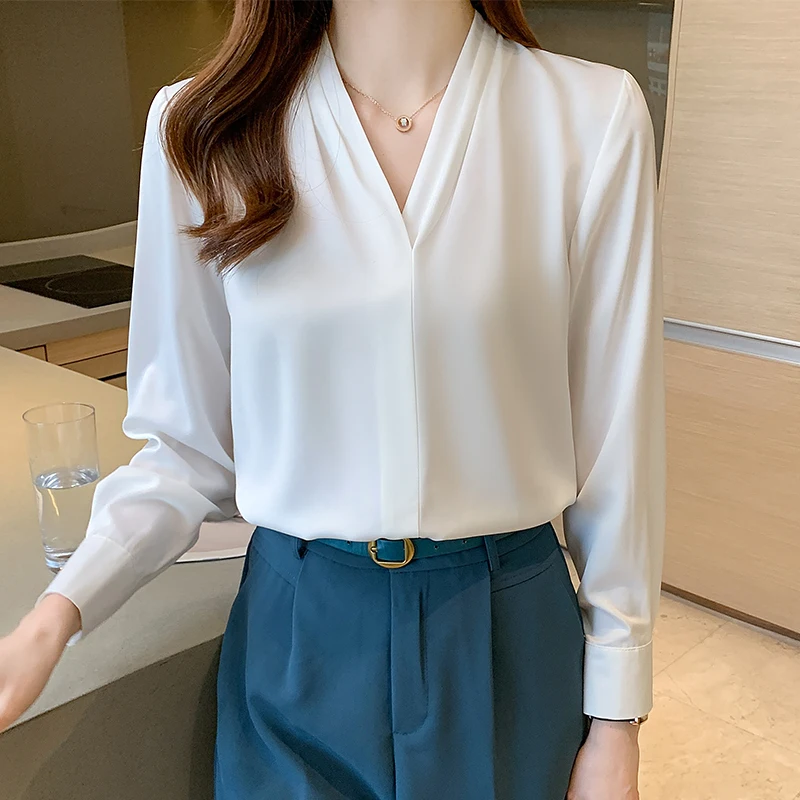 Women's Elegant V Neck Blouse Spring Autumn Long Sleeve Office Wear Blouse Lady Chic Solid Color Basic Shirt Top
Women's Elegant V Neck Blouse Spring Autumn Long Sleeve Office Wear Blouse Lady Chic Solid Color Basic Shirt Top