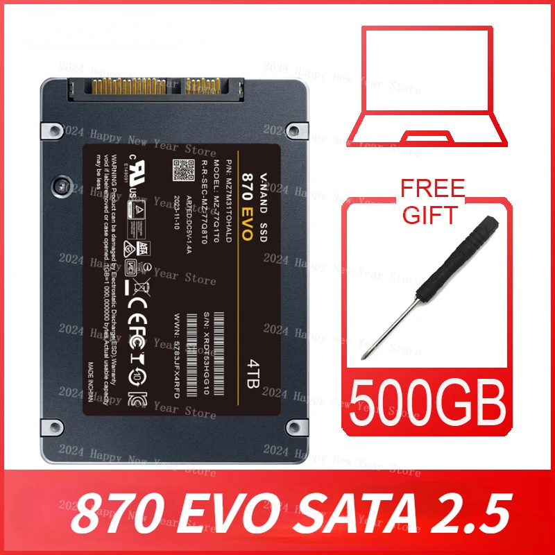 

2024 Original SSD 1TB 870 QVO/EVO 500GB 250GB Internal Solid State Disk 2T 4T HDD Hard Drive SATA 3 2.5 For Laptop Computer/PS5