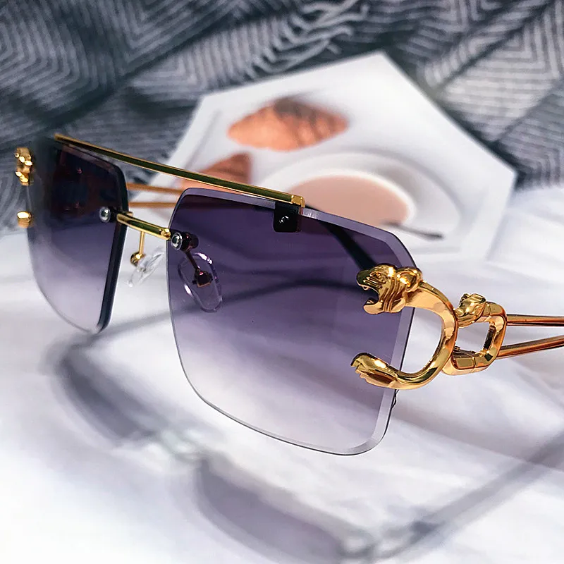 Cutting Rimless Double Bean Square Leopard Leg Sunglasses For Men Vintage Alloy Hollow Sun Glasses Women Gradient Eyewear Uv400
Cutting Rimless Double Bean Square Leopard Leg Sunglasses For Men Vintage Alloy Hollow Sun Glasses Women Gradient Eyewear Uv400