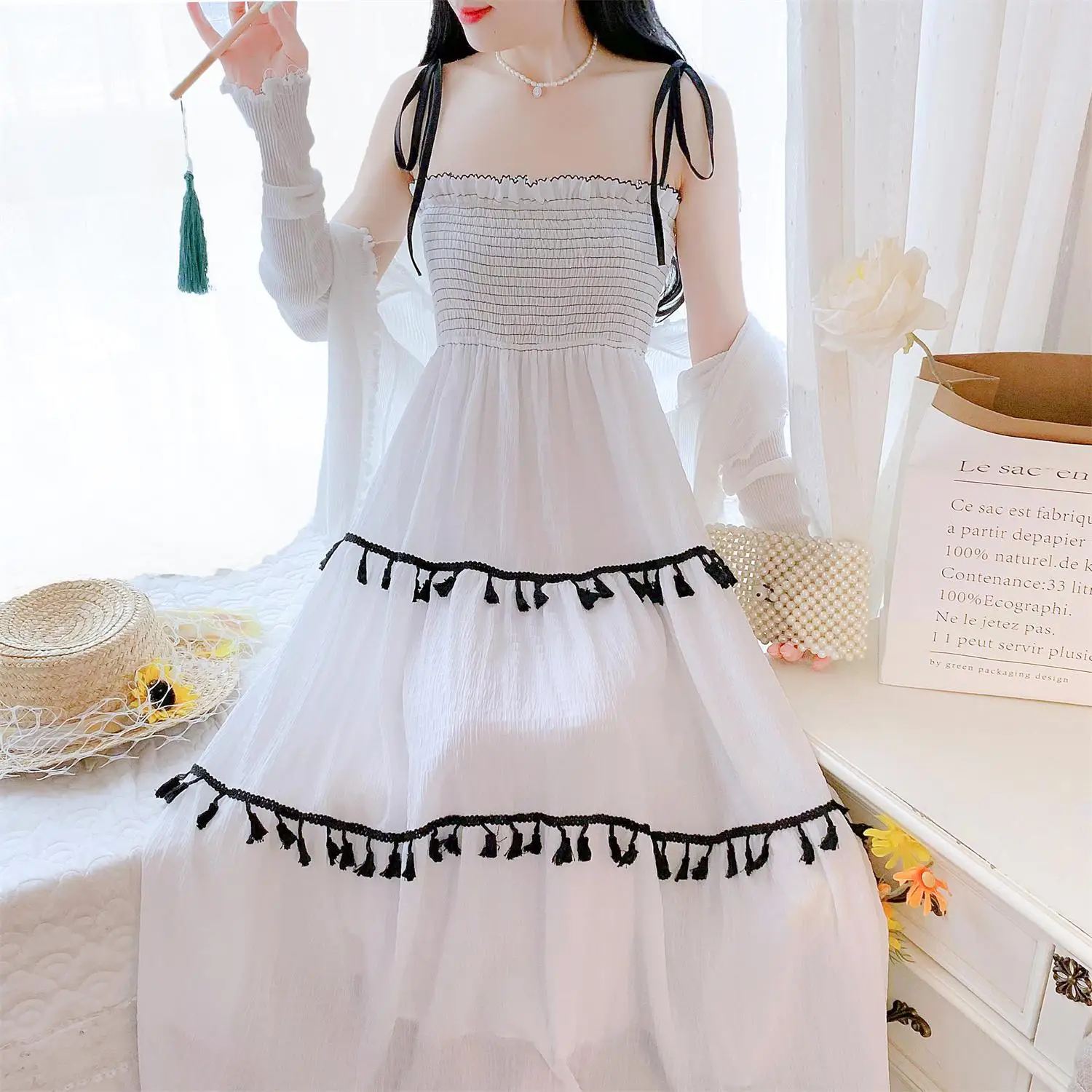 2024 Summer Female Strap Dress Sleeveless Tassel Patchwork Square Collar Women Beach Dress Long Maternity Photography Dresses
2024 Summer Female Strap Dress Sleeveless Tassel Patchwork Square Collar Women Beach Dress Long Maternity Photography Dresses
