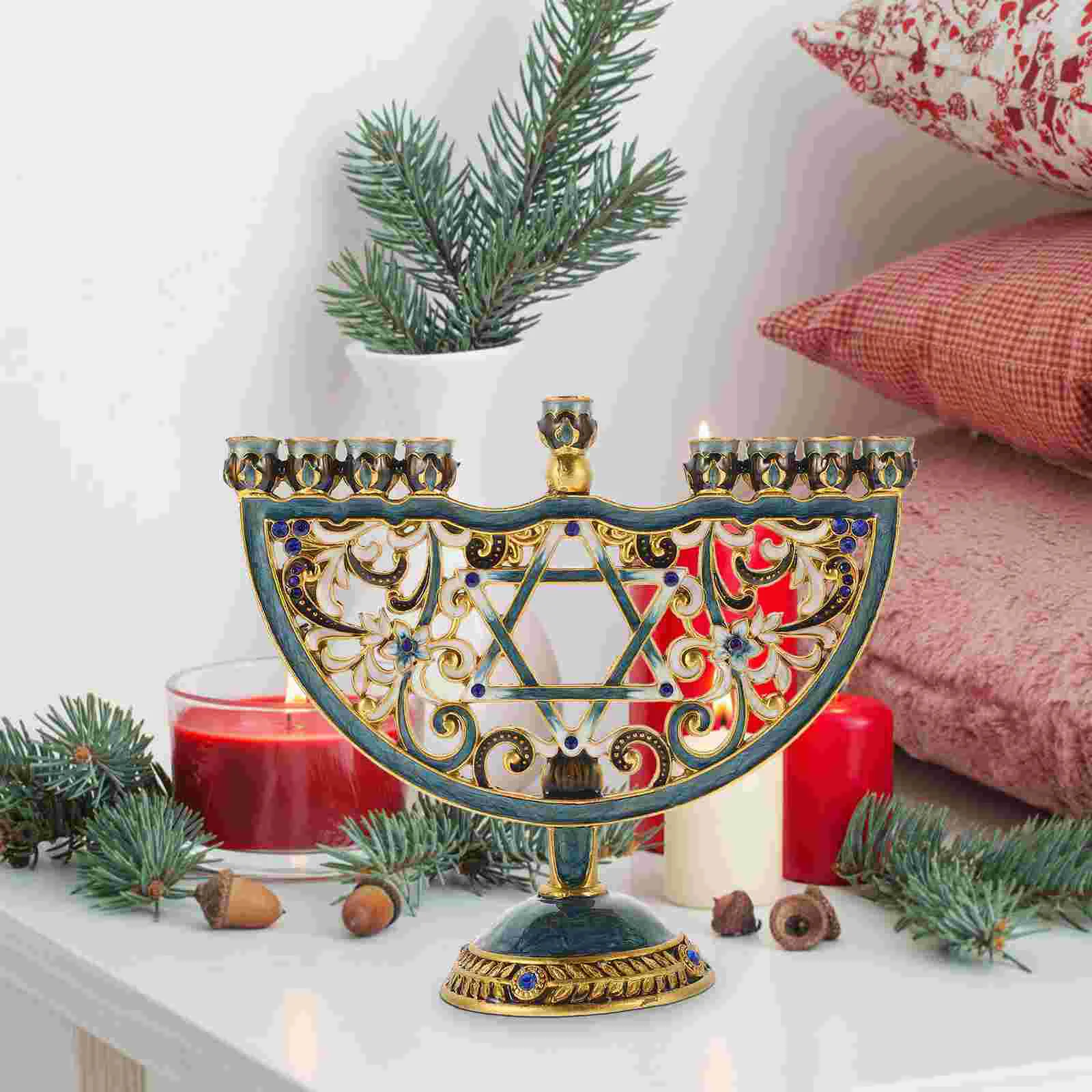 

Hanukkah Candle Holder Jewish Branches Candlestick Holder Retro Decorative Hanukkah Jewish Nine Head Tree Candlestick