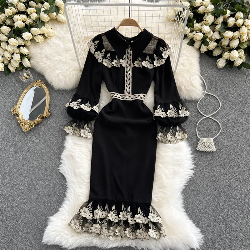 Sexy Elegant Party Night Club Dress Delicate Flower Embroidery Long Puff Sleeve Bodycon Sheer Mesh Fishtail Patchwork Dresses
Sexy Elegant Party Night Club Dress Delicate Flower Embroidery Long Puff Sleeve Bodycon Sheer Mesh Fishtail Patchwork Dresses