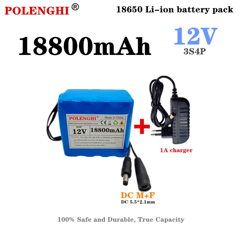POLENGHI 3S4P 12V 18.8Ah 18650 lithium-ion battery pack 12.6V 18800mAh Met Bms Bescherming circuit board Dc 5.5*2.1mm+1A charger
POLENGHI 3S4P 12V 18.8Ah 18650 lithium-ion battery pack 12.6V 18800mAh Met Bms Bescherming circuit board Dc 5.5*2.1mm+1A charger