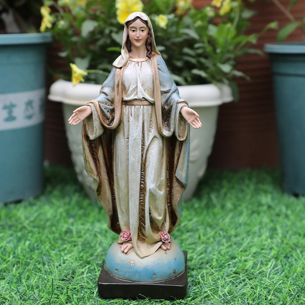 

21cmH Our Lady Of Grace Statue Virgin Mary Statue Polyresin Craft Statue Catholic Religious Sculpture Indoor Outdoor Decor For