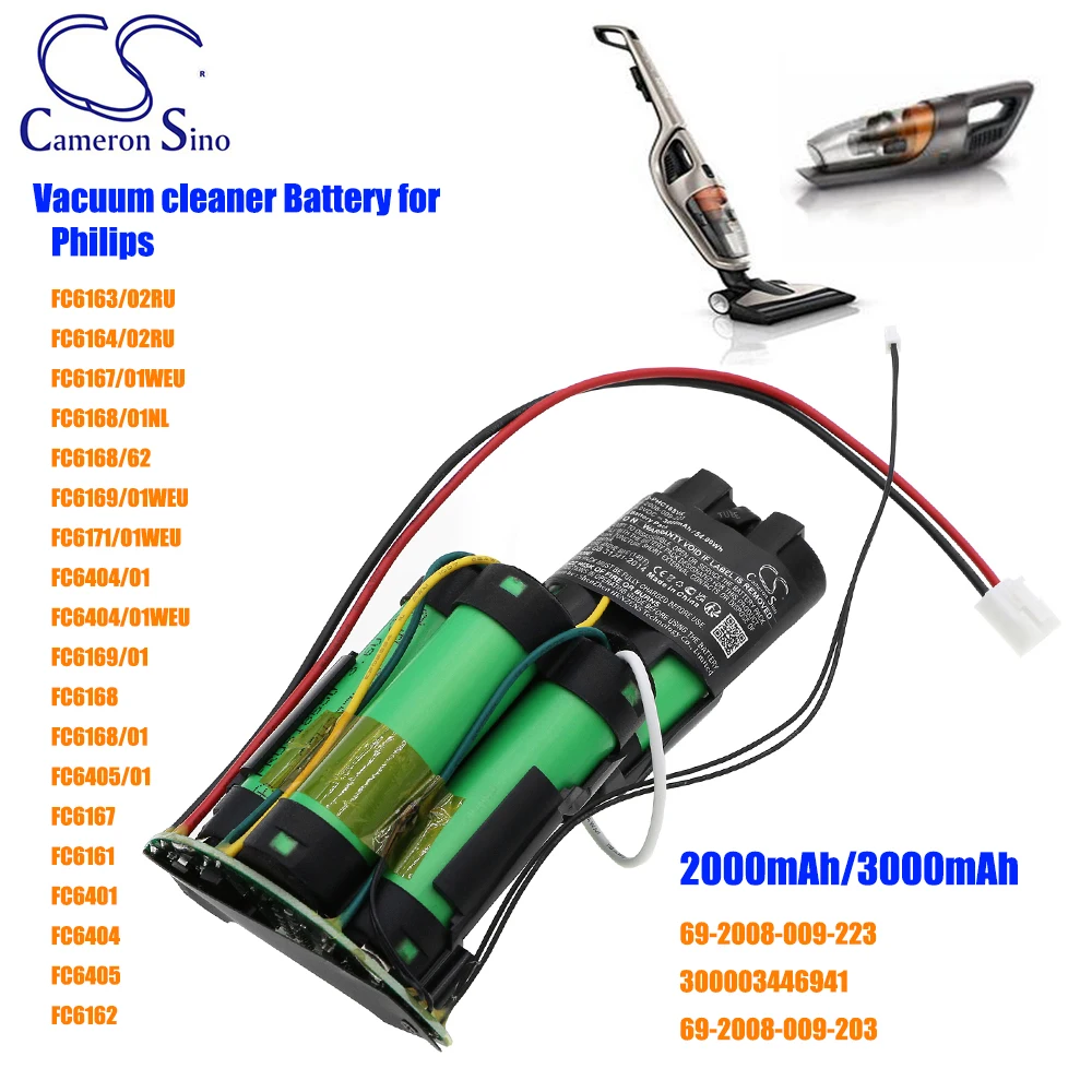 

Vacuum 2000mAh/3000mAh Vacuum Battery for Philips FC6169/01,FC6168,FC6168/01,FC6405/01,FC6168/62,FC6404/01 +Tool and Gifts