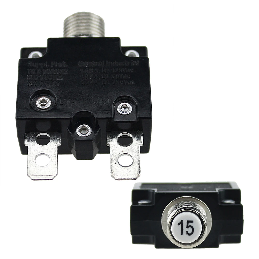 Breaker Thermal Circuit AC DC 15A Boat Industrial Motorhome Overcurrent Protection Panel Mounting Push-to-Reset
Breaker Thermal Circuit AC DC 15A Boat Industrial Motorhome Overcurrent Protection Panel Mounting Push-to-Reset