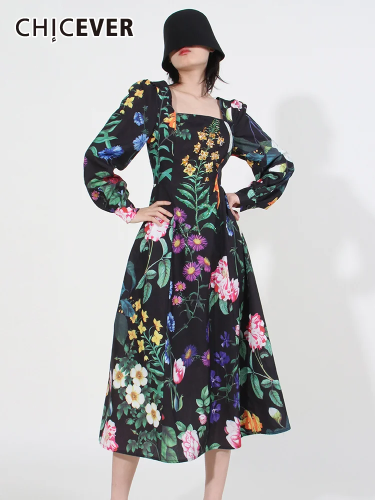CHICEVER Print Tinic Dresses For Women Square Collar Long Sleeve High Waist Hit Color Elegant A Lne Midi Dress Female Summer New
CHICEVER Print Tinic Dresses For Women Square Collar Long Sleeve High Waist Hit Color Elegant A Lne Midi Dress Female Summer New