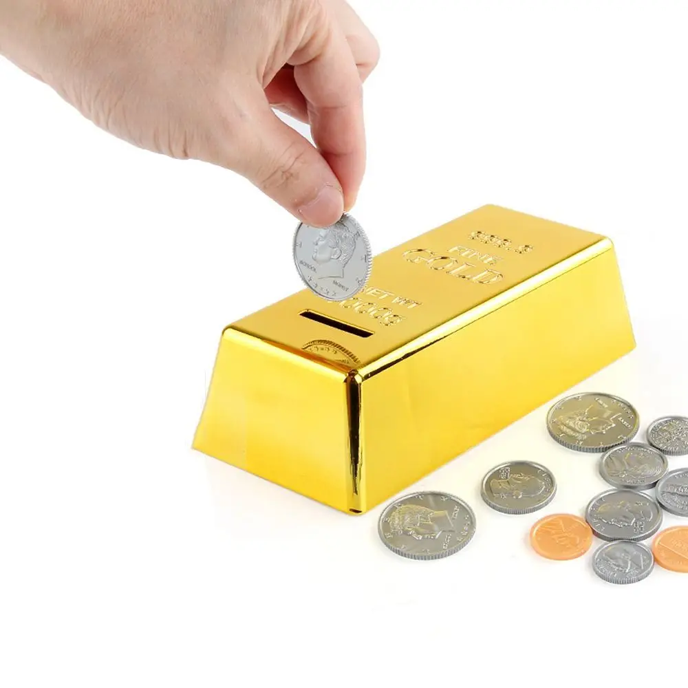 Plastic 1Pcs Children Birthday Gifts Decorative Gold Brick Gold Bullion Bar Coin Bank Saving Money Box Coin Case Piggy Bank
Plastic 1Pcs Children Birthday Gifts Decorative Gold Brick Gold Bullion Bar Coin Bank Saving Money Box Coin Case Piggy Bank