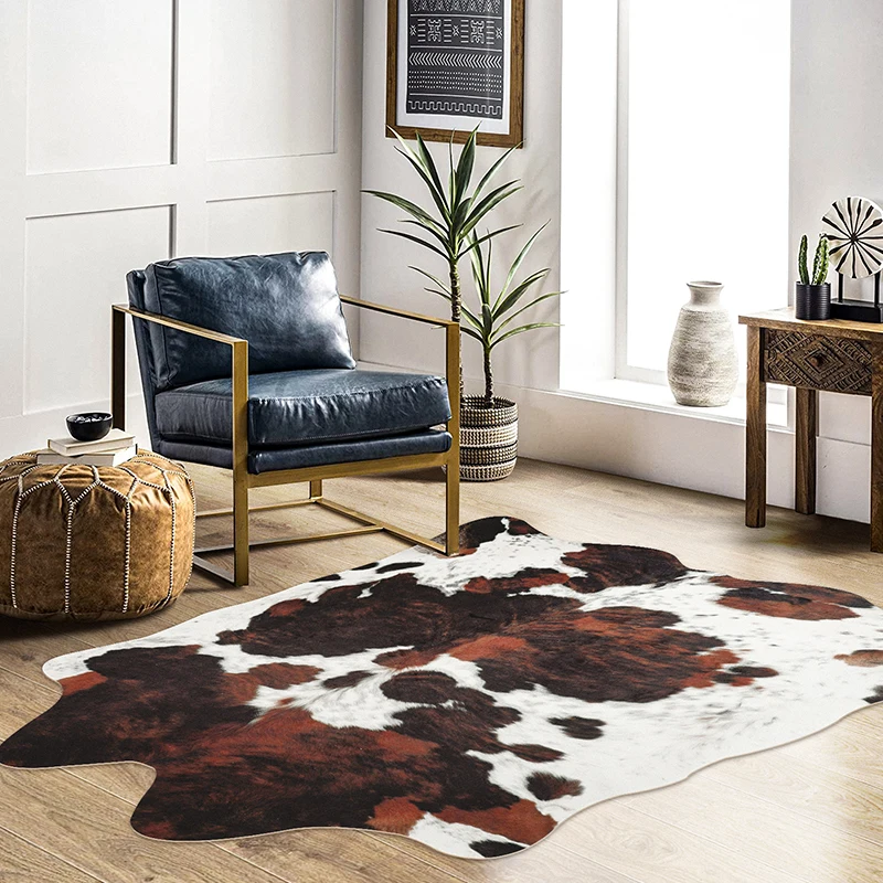 The entire cowhide carpet is imitated from cowhide,and the irregular floor mat with cow flowers is light and luxurious in summer
The entire cowhide carpet is imitated from cowhide,and the irregular floor mat with cow flowers is light and luxurious in summer