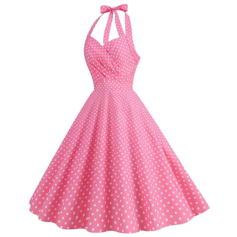 Cocktail Party Dress Elegant Vintage Dot Print A-line Evening Dress with Halter Neck Pleated Princess Style Women's for Special
Cocktail Party Dress Elegant Vintage Dot Print A-line Evening Dress with Halter Neck Pleated Princess Style Women's for Special