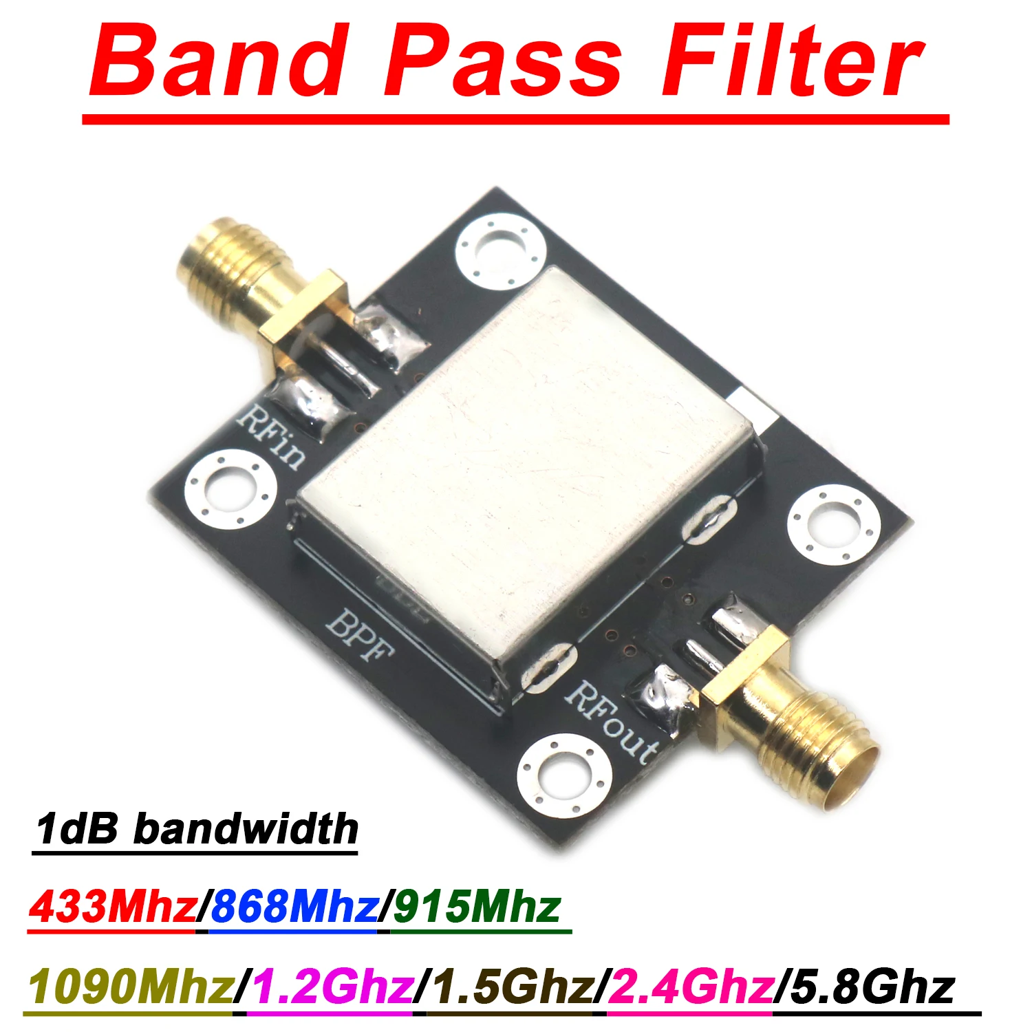 BPF Band Pass Filter 315Mhz 433Mhz 868Mhz 900Mhz 1090Mhz 1.5Ghz 2.4Ghz Bandpass Filter LC Filtering FOR RFID SDR GPS WIFI Drone
BPF Band Pass Filter 315Mhz 433Mhz 868Mhz 900Mhz 1090Mhz 1.5Ghz 2.4Ghz Bandpass Filter LC Filtering FOR RFID SDR GPS WIFI Drone