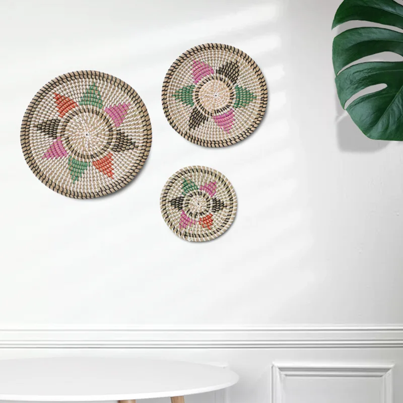 Handmade Wall Hanging Basket Round Woven Seagrass Decorative Trays Bowl For Wall Decoration Sundries Storage Kitchen Organizer 
Handmade Wall Hanging Basket Round Woven Seagrass Decorative Trays Bowl For Wall Decoration Sundries Storage Kitchen Organizer