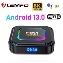 LEMFO Android 13 Smart TV Box HK1 RBOX K8 Android TV Box 8K RGB Light 4GB 128GB RK3528 WiFi6 Dual Wifi 2024 PK Android 12 6K