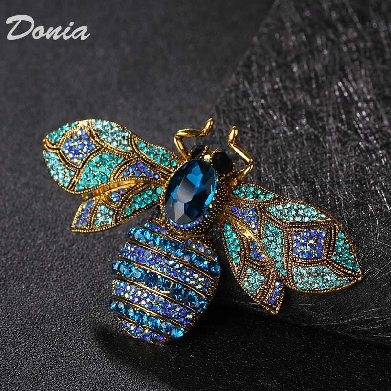 

Donia Jewelry Fashion Large Size Bee Alloy Micro-Inlaid Rhinestone Brooch Luxury Retro Bouquet Insect Pin