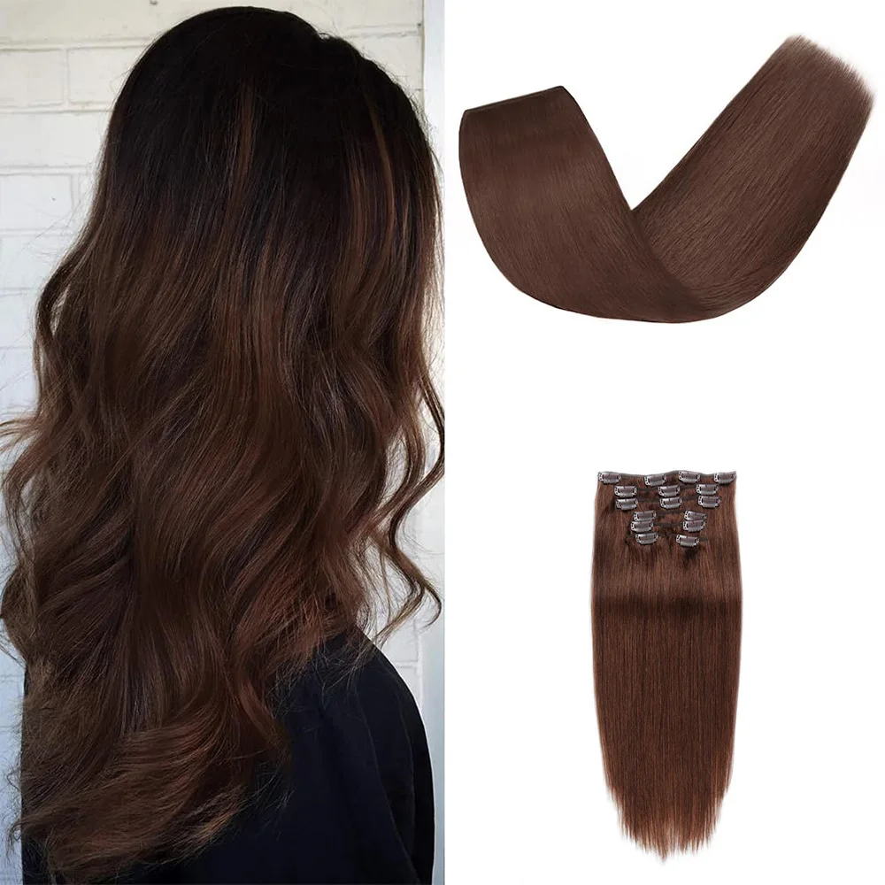 Straight Clip in Hair Extensions Human Hair Weft Seamless Invisible Clip ins Medium Brown Color 4# For Women 22-24 Inch 100g/Set
Straight Clip in Hair Extensions Human Hair Weft Seamless Invisible Clip ins Medium Brown Color 4# For Women 22-24 Inch 100g/Set