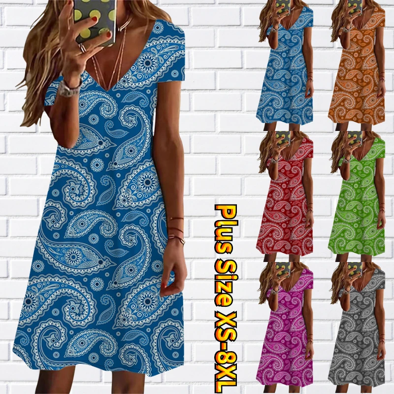 2023 Women's Casual Dress Women's Dress New Print Summer V-Neck Fashion Short Sleeve Dress Sexy Slim Fit Knee Length Dress
2023 Women's Casual Dress Women's Dress New Print Summer V-Neck Fashion Short Sleeve Dress Sexy Slim Fit Knee Length Dress