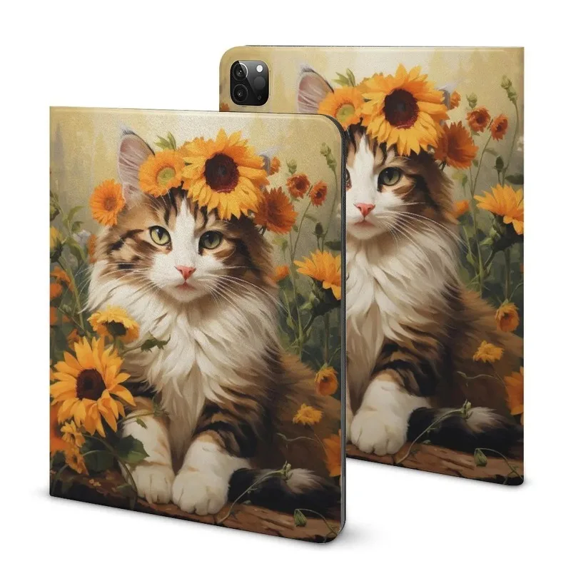 

iPad Case For iPad Air 4 Air 5 Case For iPadPro 11 Inch Case For iPad 2020 10.2 Inch Cute Cats Play in Sunflowers Cover