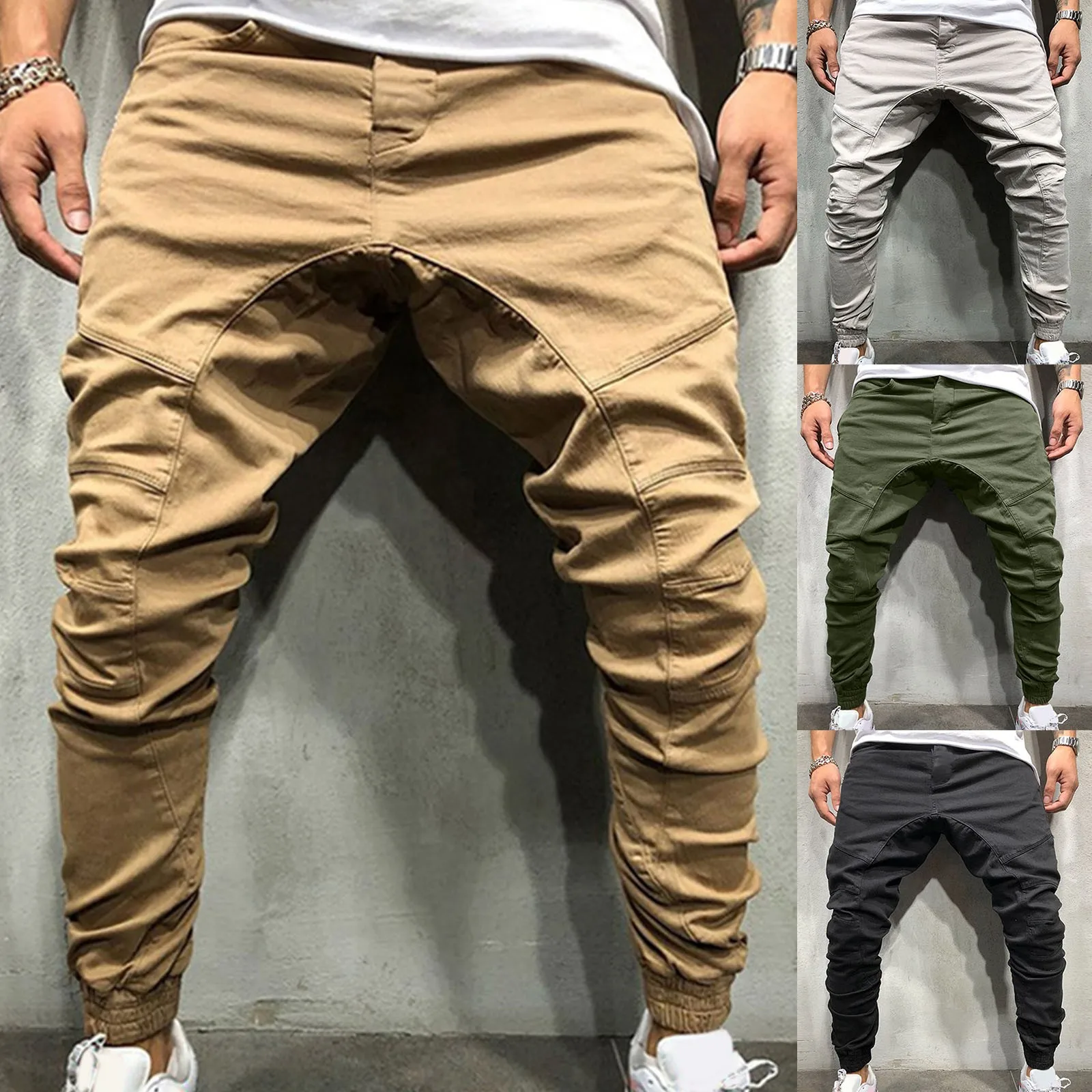 

Luxury Overalls Sports Men Casual Pants With Pockets Soild Color Man Trousers Y2k Clothes Skinny Straight Gym Work Pantalones