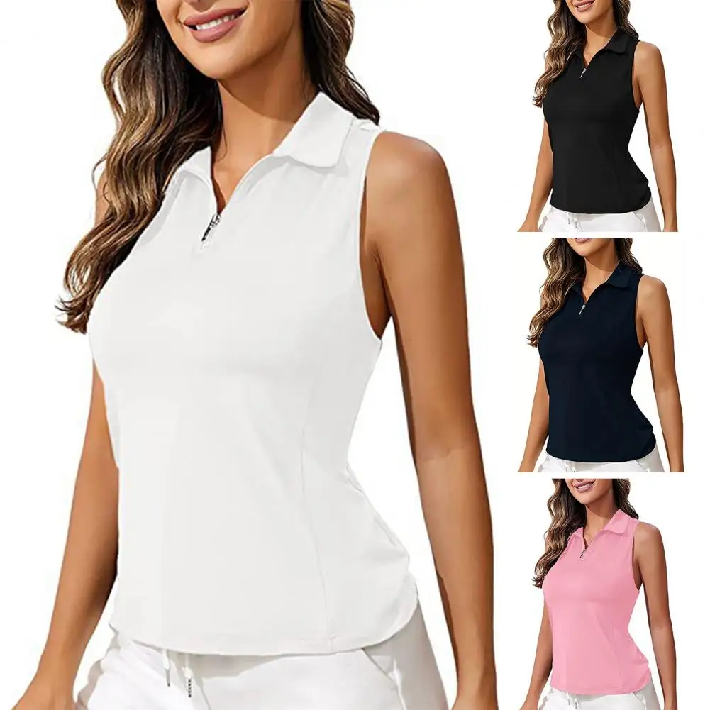 

Versatile Women Vest Women's Sleeveless Golf Vest with Zipper Neckline Quick Dry Athletic Tank Top Racerback Sport for Workout