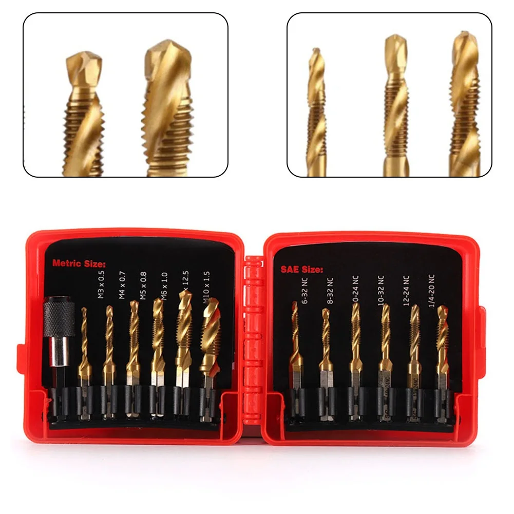 13pcs/set Metric Tap Composite Tap Hex Shank HSS Screw Thread Metric Tap Drill Compound Tap Hand Tool With Hex Shank Adapter
13pcs/set Metric Tap Composite Tap Hex Shank HSS Screw Thread Metric Tap Drill Compound Tap Hand Tool With Hex Shank Adapter
