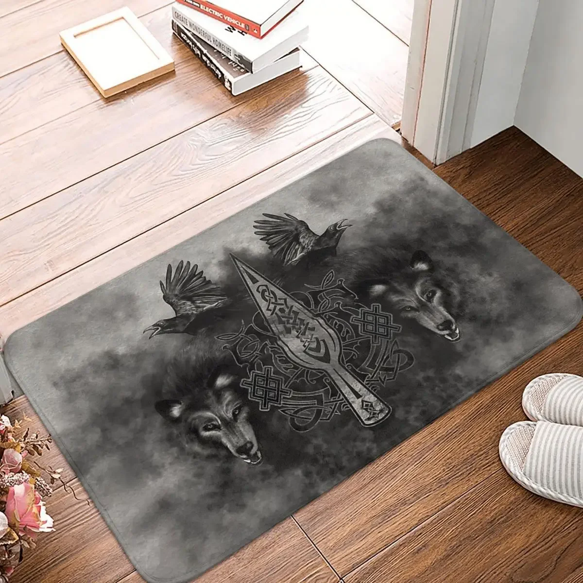 

Viking Valhalla Non-slip Doormat Gungnir Spear Of Odin Carpet Bath Kitchen Mat Welcome Flannel Pattern