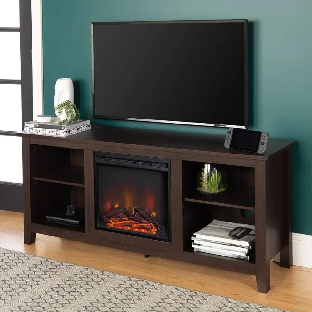 

Classic 4 Cubby Fireplace TV Stand for TVs Up to 65 Inches Modular Furniture Living Room 58 Inch Espresso Freight Free