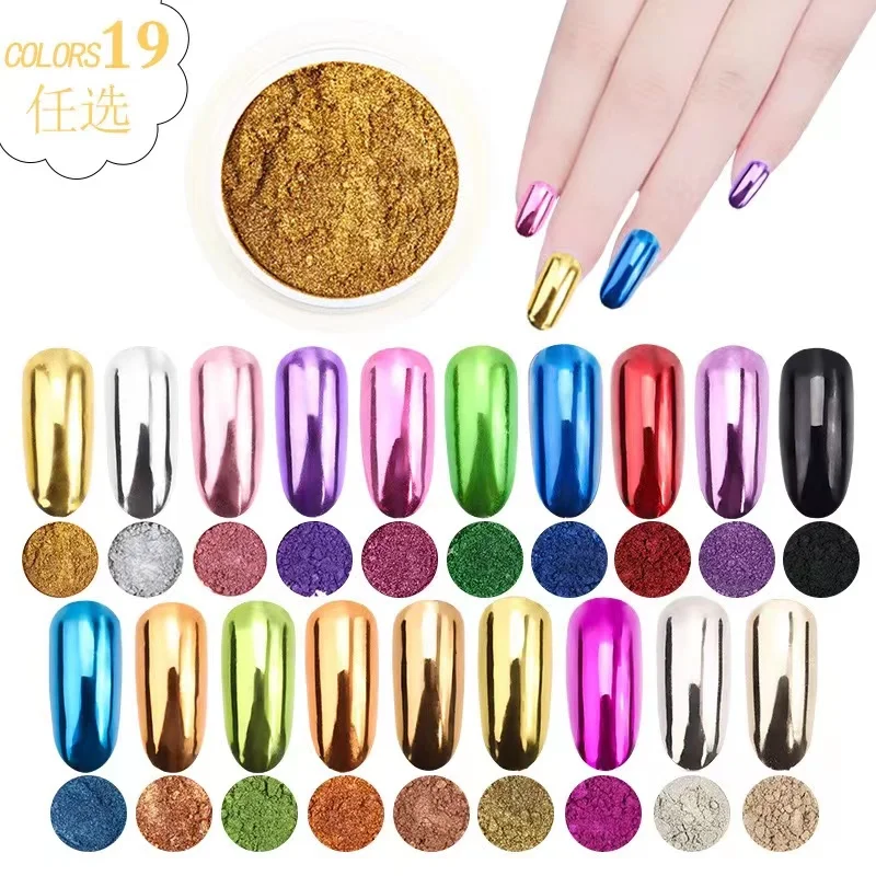 

1Pc 19Colors Nail Glitter Mirror Powder Chrome Dust Nail Art Pigment 0.5g Mirror Pigment Powder Nail Glitter Dip Powder