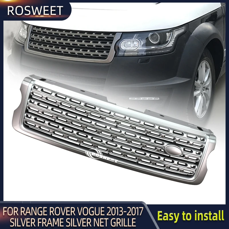 Решетка радиатора с серебряной рамой для Land Rover Range Rover Vogue 2013-2017 L405, Стайлинг автомобильной центральной панели, гоночные решетки
Решетка радиатора с серебряной рамой для Land Rover Range Rover Vogue 2013-2017 L405, Стайлинг автомобильной центральной панели, гоночные решетки