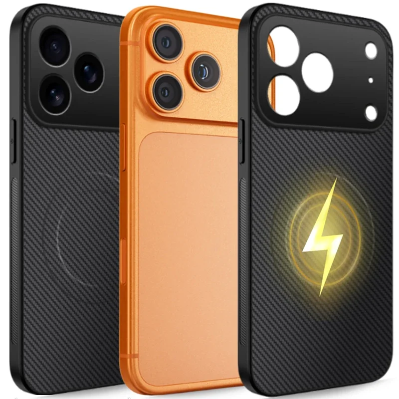 Carbon Fiber Magnetic Case for IPhone 17/17 Pro/17 Air/17 ProMax Ultra Slim Shockproof Phone Cover with Metal Lens Protectors Sfdcd46706029497f9e12cd2ab143b8adG