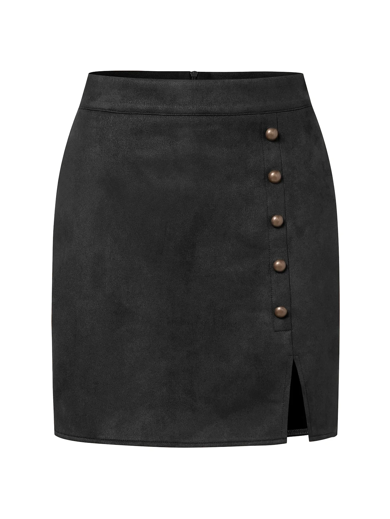 

New In Autumn Winter Women's Solid Suede High Waist Office Wear Professional Lady Skirt Metal Buckle Bodycon Sexy Short Skirts