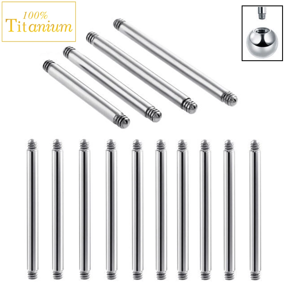 10Pcs G23 Titanium Straight Barbell Bar Piercing Earrings Tongue Ring Replacement Accessories 6mm-40mm Nipple Studs Body Jewelry
10Pcs G23 Titanium Straight Barbell Bar Piercing Earrings Tongue Ring Replacement Accessories 6mm-40mm Nipple Studs Body Jewelry