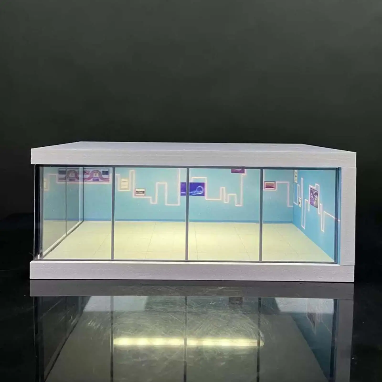 

1:64 Scale Parking Lot LED Display Case Diecast Car Display Case Collectibles for Model Cars Mini Dolls Action Figures Diorama