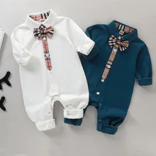 

Infant Fashion New Spring and Autumn Male Baby Outing One-piece Suit Gentleman Bow-knot Romper Year-old Baby Romper Romper