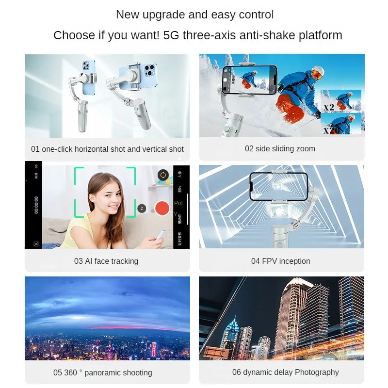 Anti Shaking Three Axis Pan Tilt Handheld Live Streaming Face Track Selfie Pole Tripod Multifunctional Mobile Phone Stabilizer
Anti Shaking Three Axis Pan Tilt Handheld Live Streaming Face Track Selfie Pole Tripod Multifunctional Mobile Phone Stabilizer