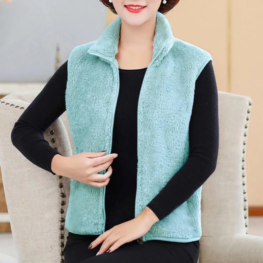 Women Warm Sleeveless Jacket Mid-aged Women's Plush Sleeveless Vest Coat with Stand Collar Zipper Closure for Fall for Women
Women Warm Sleeveless Jacket Mid-aged Women's Plush Sleeveless Vest Coat with Stand Collar Zipper Closure for Fall for Women