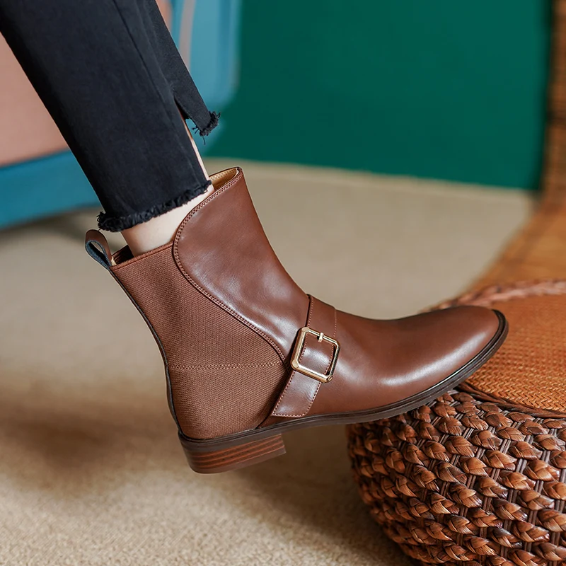 Woman Ankle Boots Round Toe Women Winter Boots Quality Cowhide Warm Buckle Shoes Elastic Band Outdoor Shoes For Autumn Spring
Woman Ankle Boots Round Toe Women Winter Boots Quality Cowhide Warm Buckle Shoes Elastic Band Outdoor Shoes For Autumn Spring