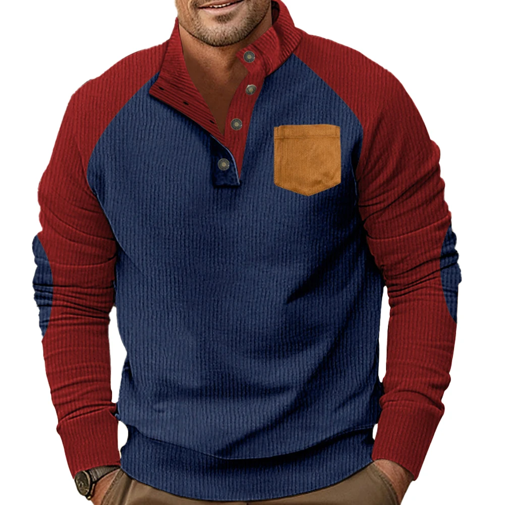 Comfy Fashion Top Men Slight Stretch Sport Stand Collar Sweatshirt Button Casual Colorblock Corduroy Long Sleeve
Comfy Fashion Top Men Slight Stretch Sport Stand Collar Sweatshirt Button Casual Colorblock Corduroy Long Sleeve