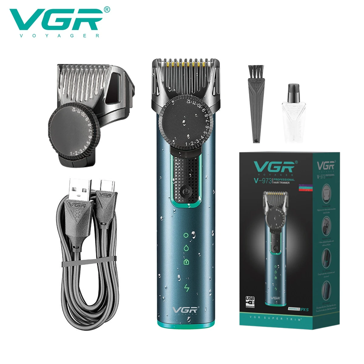 VGR Hair Trimmer Adjustable Hair Clipper Electric Hair Cutting Machine Barber Waterproof Haircut Machine Trimmer for Men V-973
VGR Hair Trimmer Adjustable Hair Clipper Electric Hair Cutting Machine Barber Waterproof Haircut Machine Trimmer for Men V-973