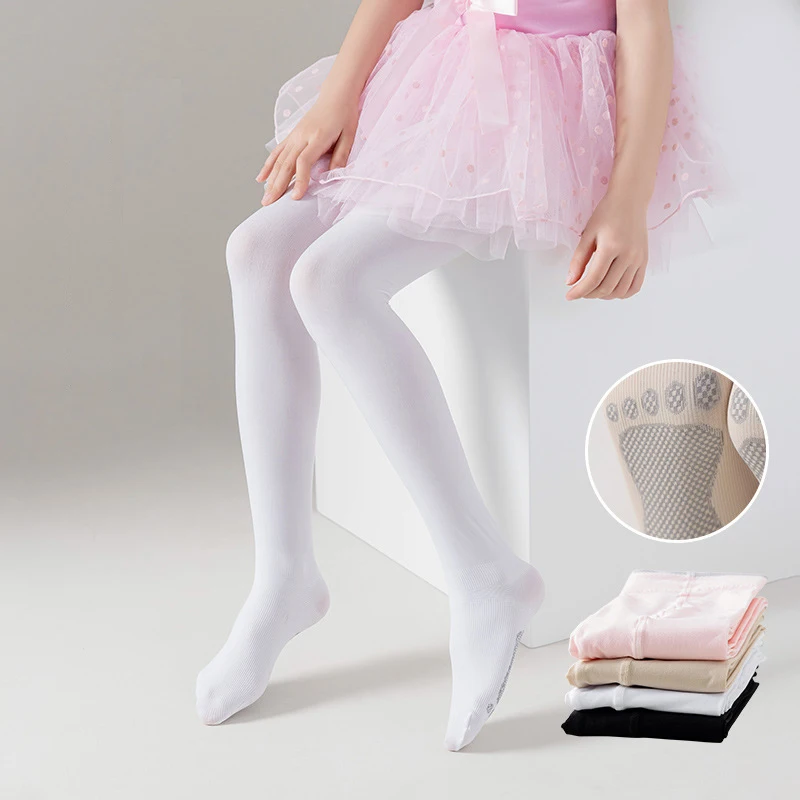 

1-12Y Kids Girls Ballet Dance Pantyhose Children Thin Section Fashion Velvet Tights Baby Solid Black White Pink Stockings