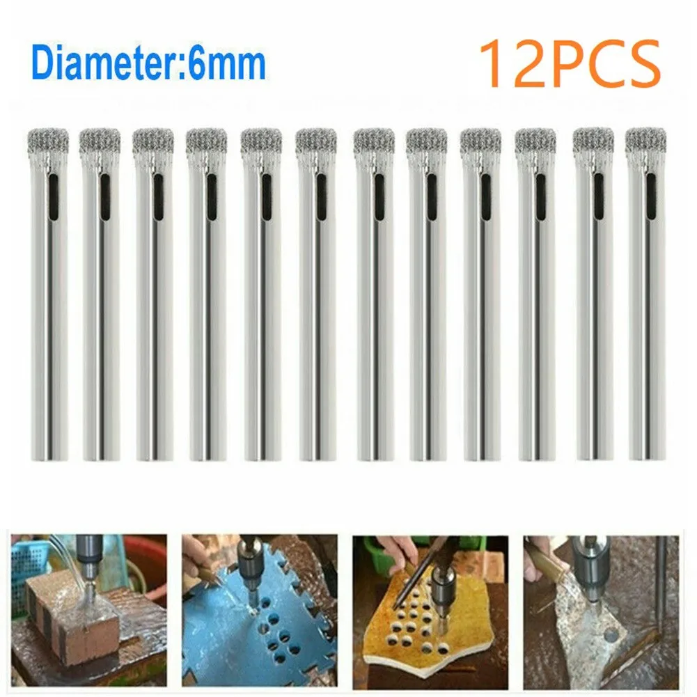 

12Pcs 6mm Diamond Coated Drill Bits Set Hole Saw Core Bit For Tile Ceramic Marble Glass Drilling Tools