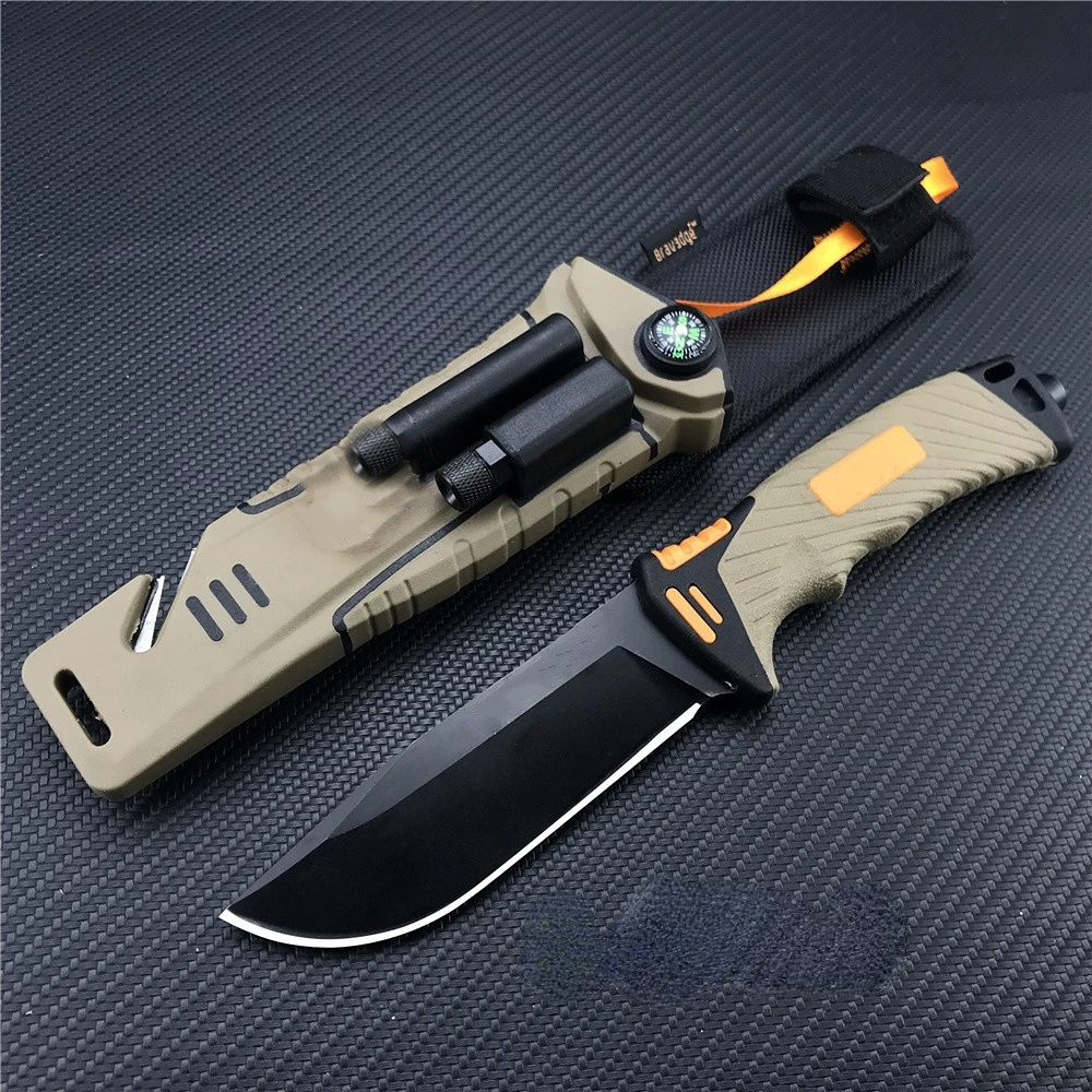 

GB Fixed Blade Survival Knife Bear Grylls Ultimate 7Cr13 Rubber Handle Outdoor Hunting Camping Combat Knives Military Tool