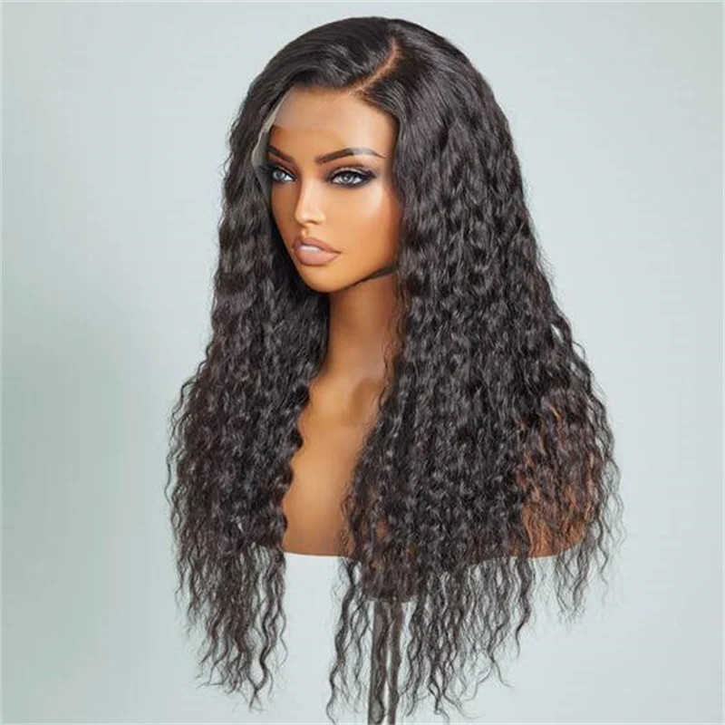 

Soft 26inch Long Kinky Curly Natural Black 180Density Lace Front Wig For Women Babyhair Preplucked Heat Resistant Glueless Daily