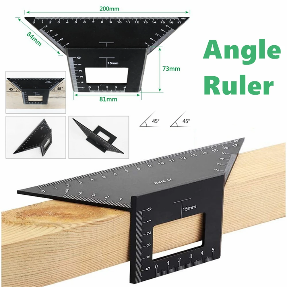 Aluminum Alloy Angle Ruler 90 Degrees Right Angle 45 Turns Multi-function Triangular Ruler Measuring By Ruler Woodworking Tool
Aluminum Alloy Angle Ruler 90 Degrees Right Angle 45 Turns Multi-function Triangular Ruler Measuring By Ruler Woodworking Tool