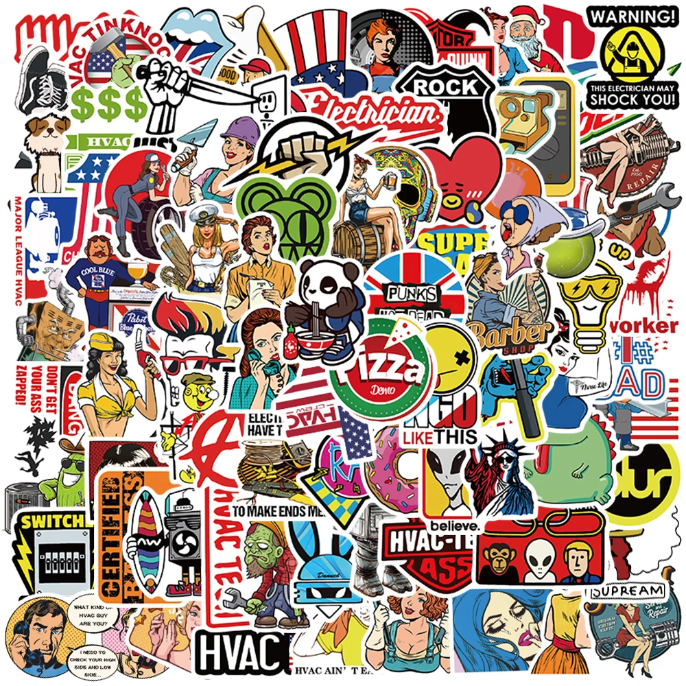 50/100pcs Funny Cool Cartoon Fashion Logo Graffiti Stickers For Laptop Phone Guitar Luggage Diary Waterproof Vinyl Decals
50/100pcs Funny Cool Cartoon Fashion Logo Graffiti Stickers For Laptop Phone Guitar Luggage Diary Waterproof Vinyl Decals
