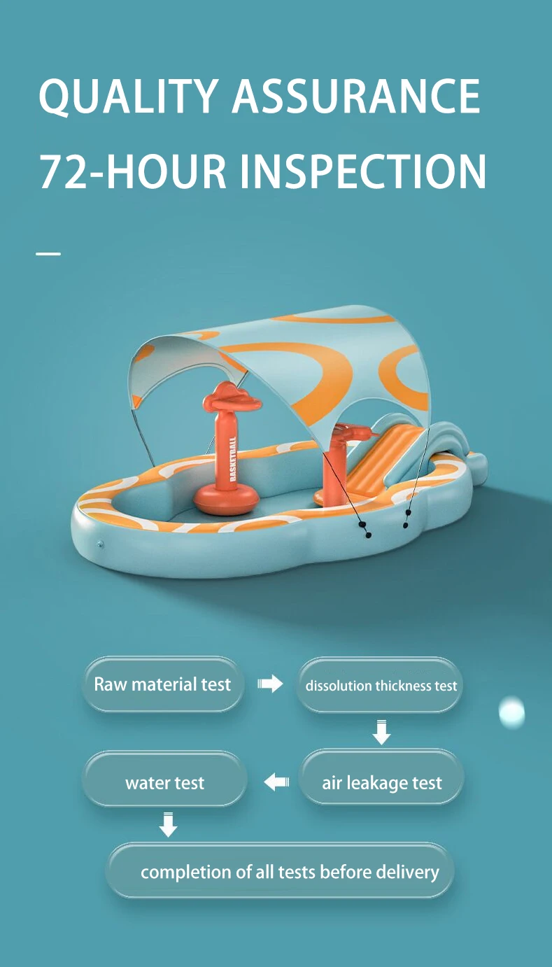 Inflatable Splash Pool with Slide and Basketball Hoop Inflatable Splash Pool with Slide and Basketball Hoop