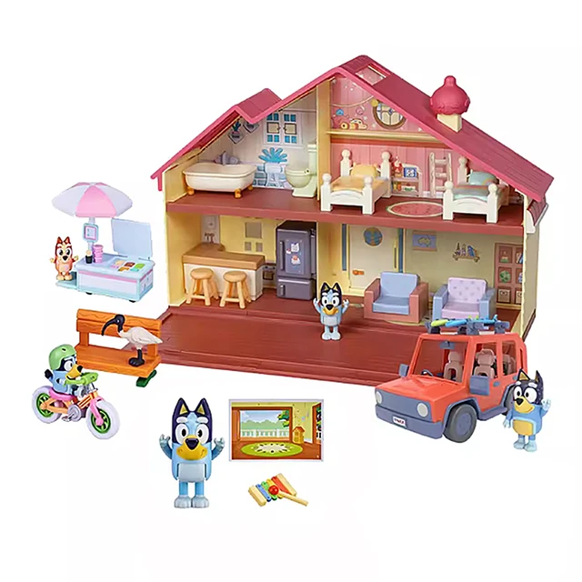 Ensemble de jouets Bluey Family House pour enfants, figurine d'anime Bluey Bingo, cosplay, salon, canapé-lit, ornements, maison de jeu, cadeau 1